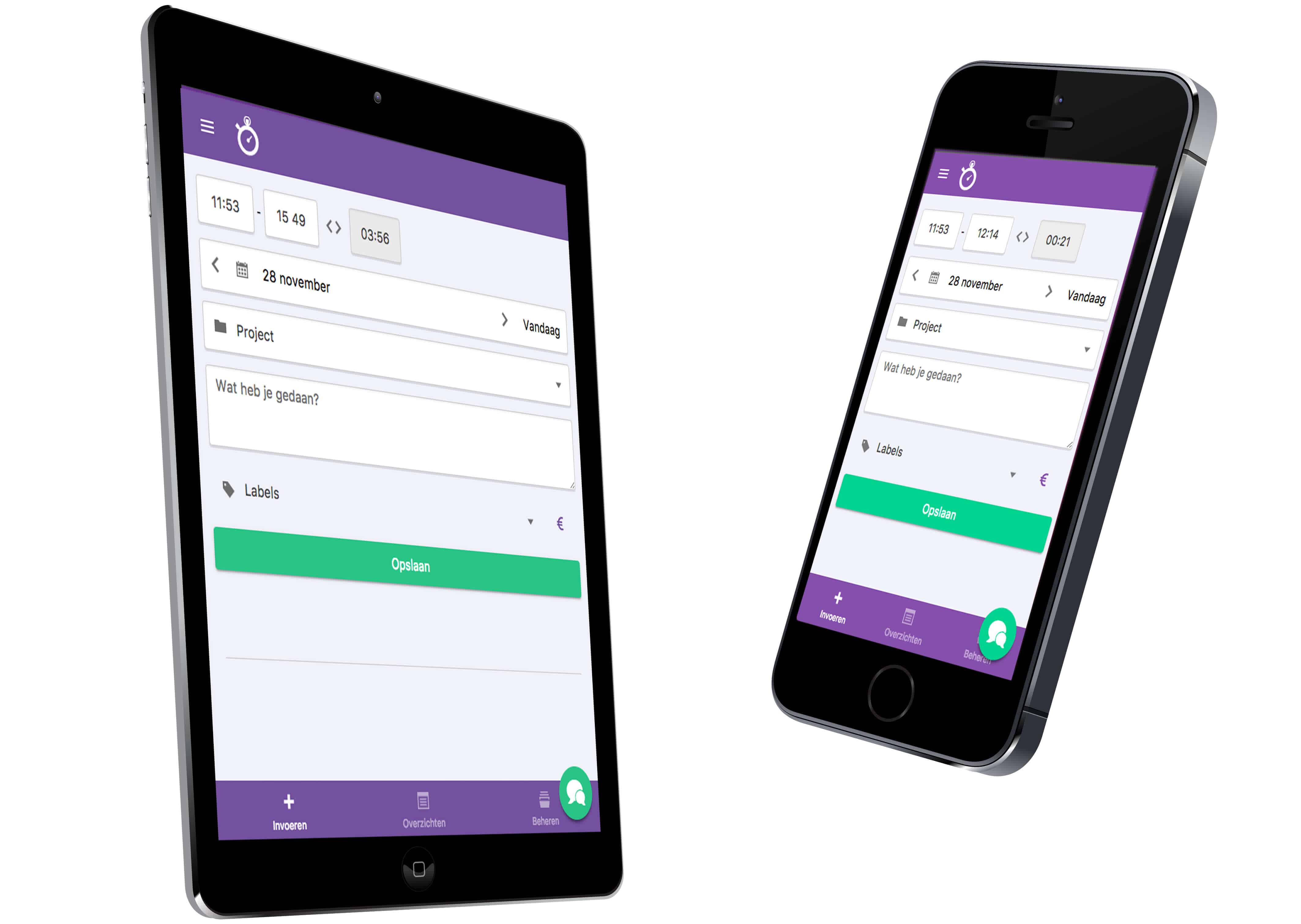 Nanda mockups tablet en mobiel - Nanda urenregistratie - Nanda 3 Beta
