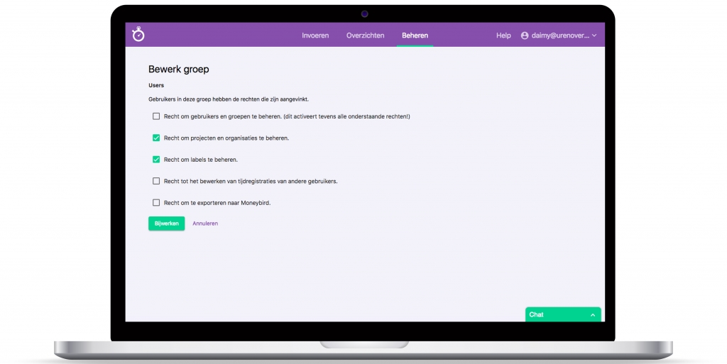 Nanda urenoverzicht - update Nanda 3 - nieuwe features - beheren users groepen