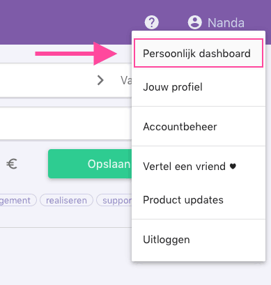 Persoonlijk dashboard nanda urenoverzicht