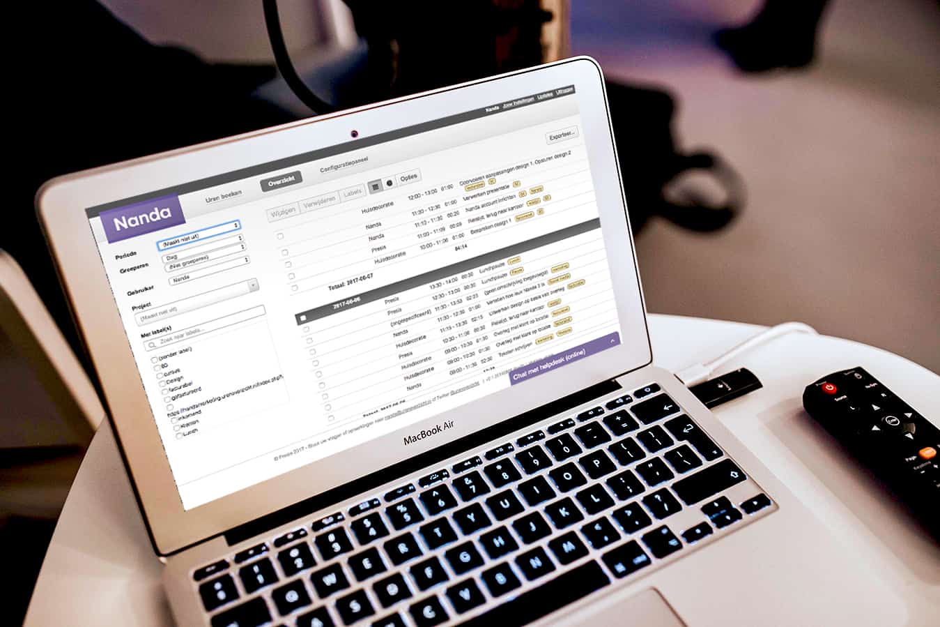 Nanda urenregistratie - labels toevoegen
