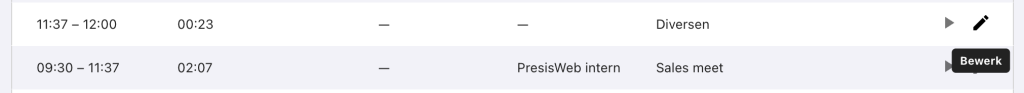 Nanda Urenoverzicht - tijdregistratie bewerken