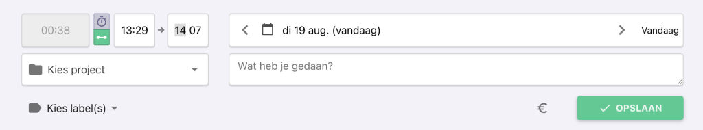 Nanda urenoverzicht - Een tijdregistratie maken