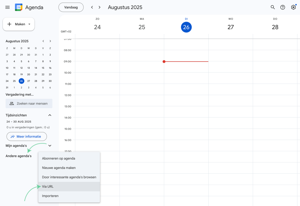 Nanda urenoverzicht - Laag in Google agenda2