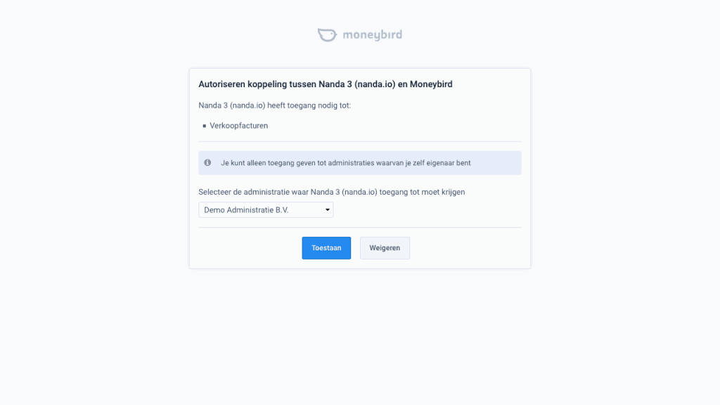 Nanda urenoverzicht - nanda-moneybird-autoriseren
