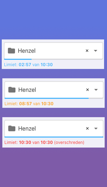 Nanda urenoverzicht - online urenregistratie Projectlimieten tijdbudgetten
